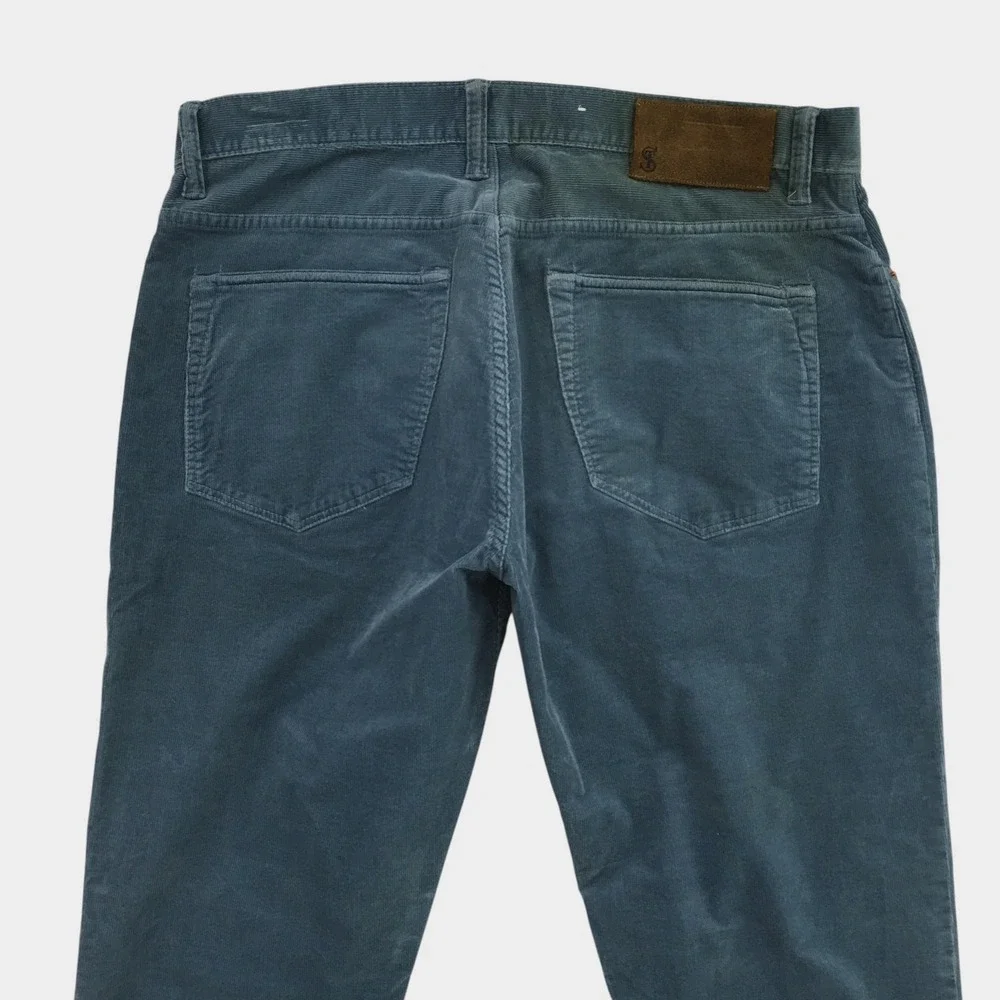 Todd Snyder Slim Fit Stretch Corduroy 5-Pocket Jeans Blue Teal Mens 32x34